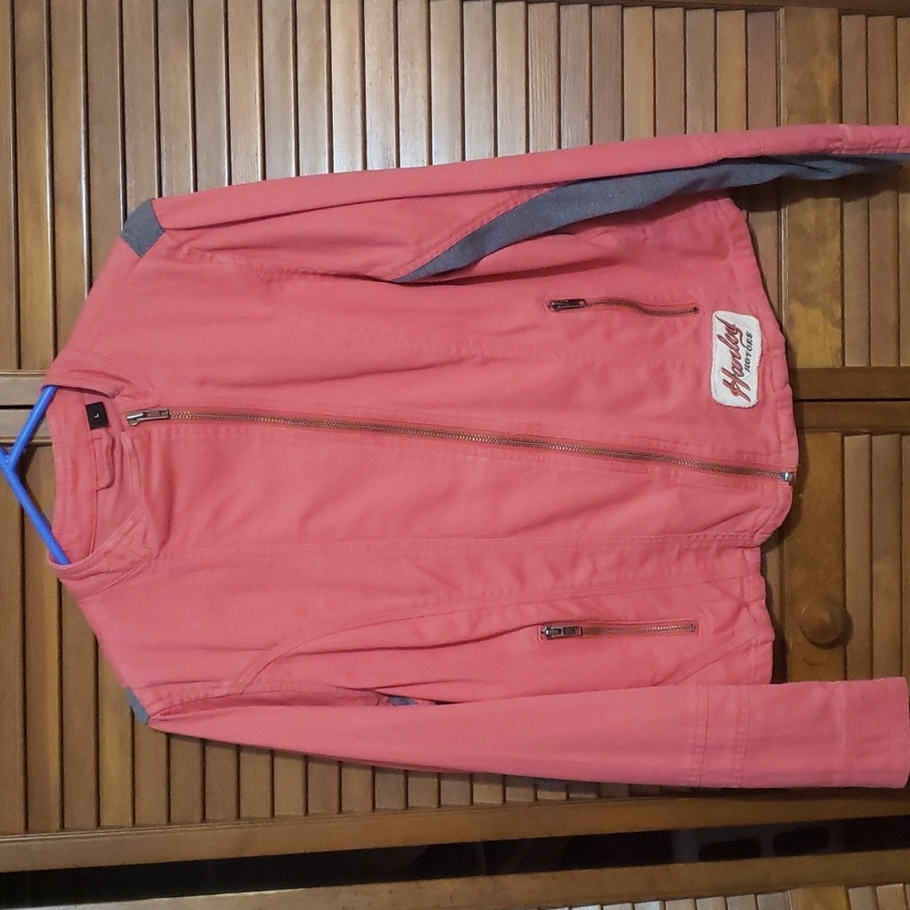 Harley-Davidson Coral Pink Jean Jacket with Gray Accents